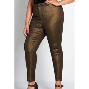 ModCloth Metallic Denim Shimmery Bronze  Black Pants 26W